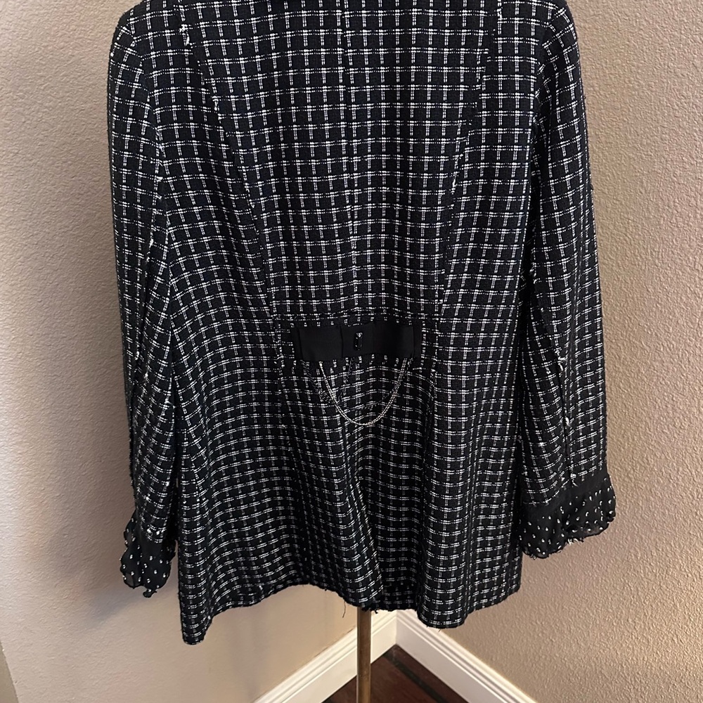 White House Black Market Black and White Checkered Blazer Size 14 - Picture 11 of 12